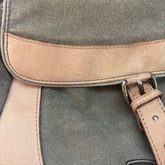 LL BEAN Vintage Unisex Canvas Messenger Flap Field Bag Leather Trim Crossbody - Picture 5 of 16